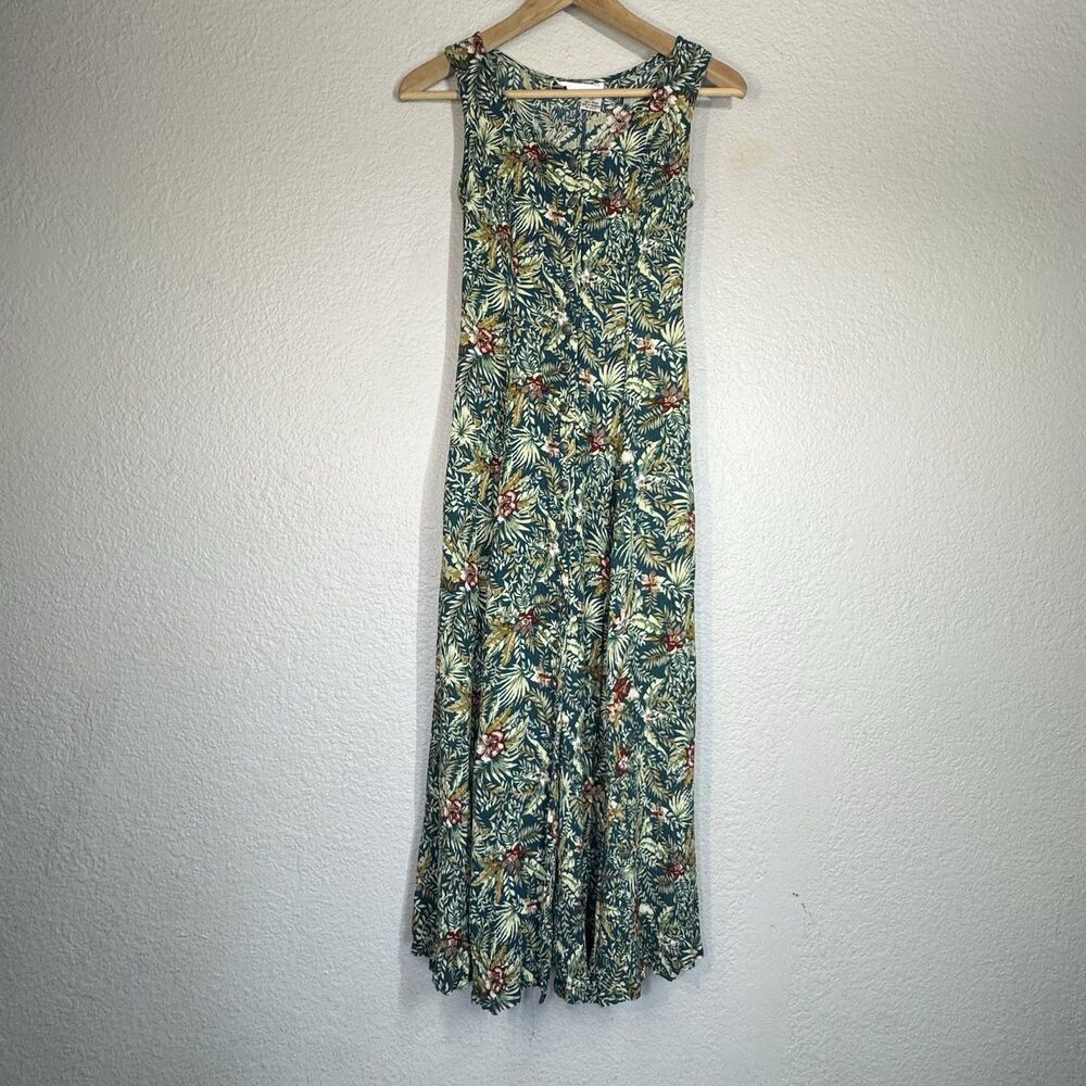 VTG 90s Betsy's Things Dress Floral Button Front A Line Sleeveless Retro Women 6